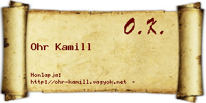 Ohr Kamill névjegykártya